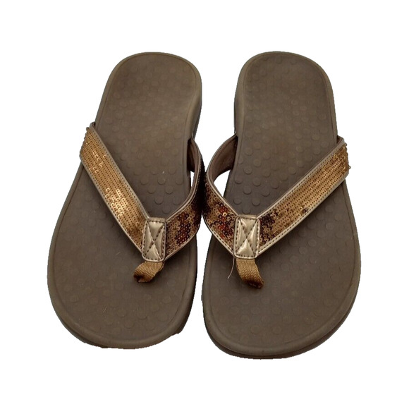 Vionic‎ Tide w/Orthaheel Technology Sequins Bronze Sandals Women's Size 11 - Picture 1 of 7
